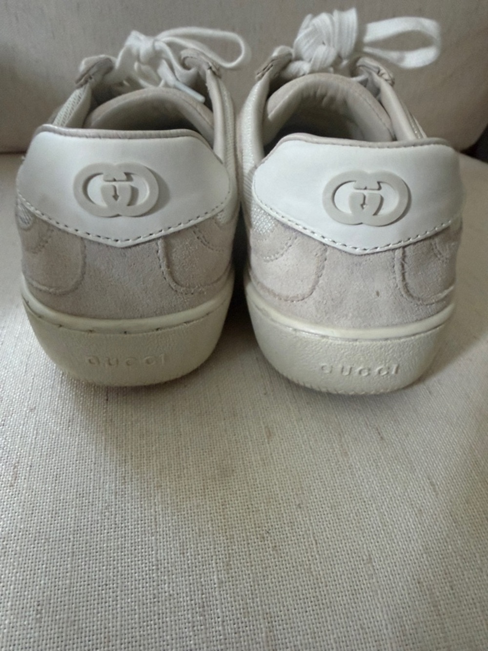 Gucci G75 Women’s Cream & Off-White Low-Top Leather Mesh Sneaker - Picture 11 of 15